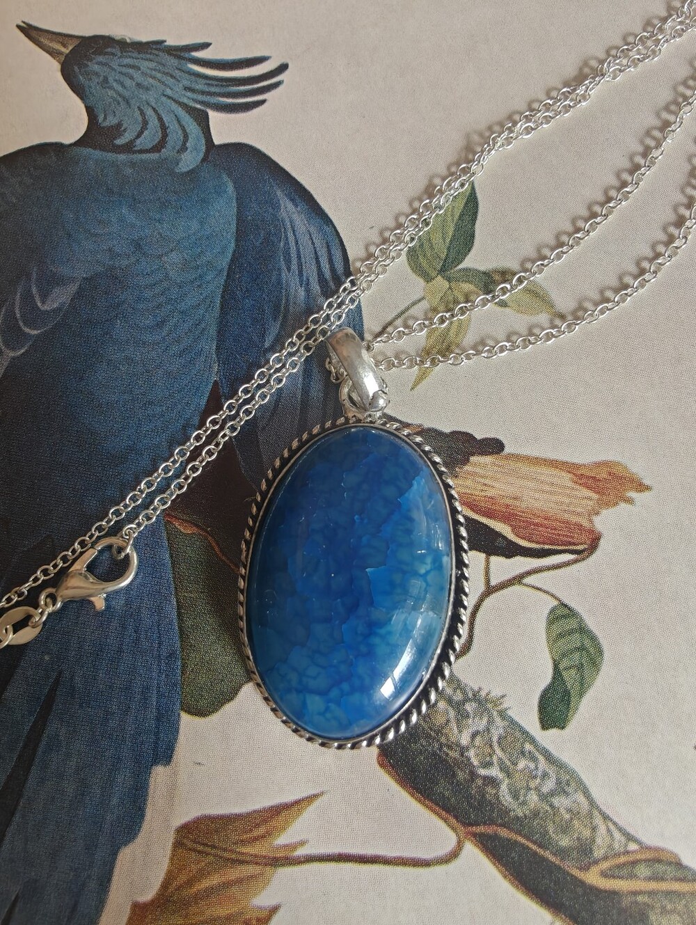 Blue Crackle Agate Pendant